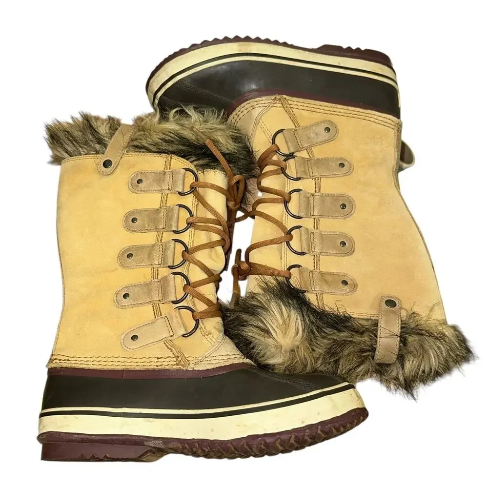Sorel Joan of‎ Arctic Waterproof Winter Boot Tan Black Size 8